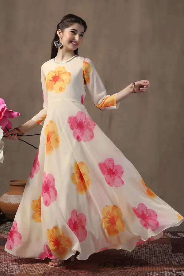 Off_White_Georgette_Floral_Printed_Fit_&_Flare_Maxi_Length_Dress_For_Girls