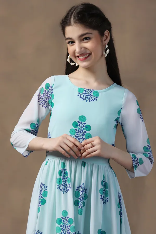 Sky_Blue_Georgette_Floral_Printed_Fit_&_Flare_Maxi_Length_Dress_For_Girls