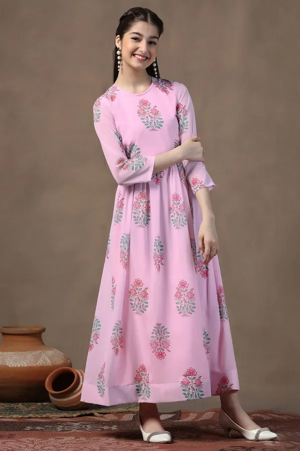 Light_Pink_Georgette_Floral_Printed_Fit_&_Flare_Maxi_Length_Dress_For_Girls
