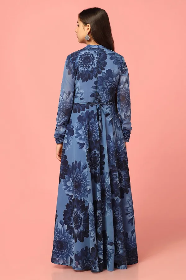 Navy_Blue_Georgette_Maxi_Length_Floral_Print_Dress_For_Girls