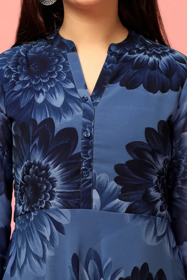 Navy_Blue_Georgette_Maxi_Length_Floral_Print_Dress_For_Girls