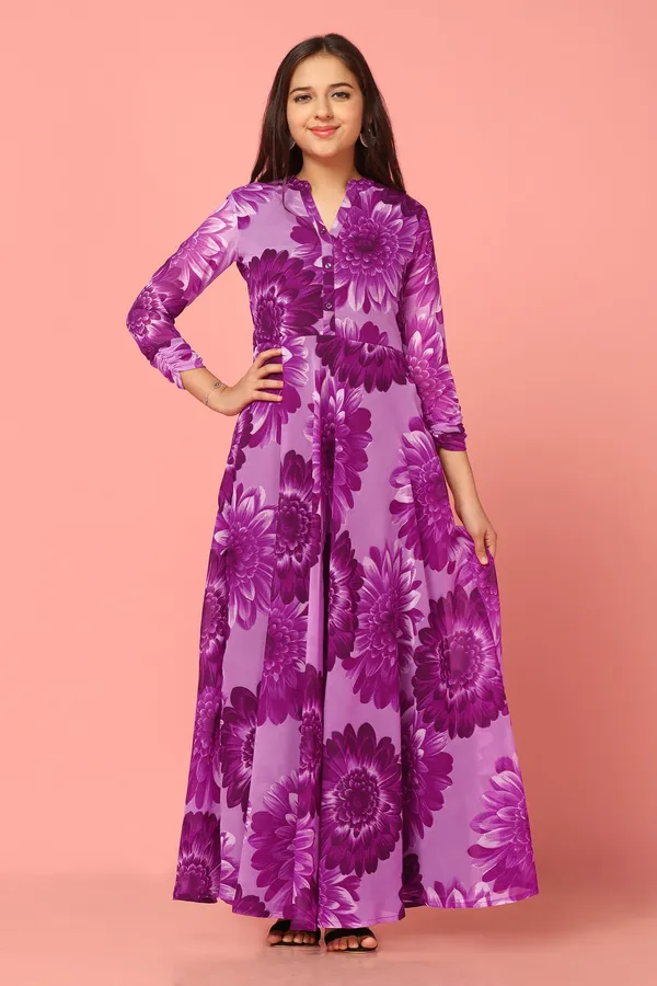 Purple_Georgette_Maxi_Length_Floral_Print_Dress_For_Girls