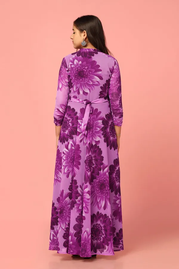 Purple_Georgette_Maxi_Length_Floral_Print_Dress_For_Girls
