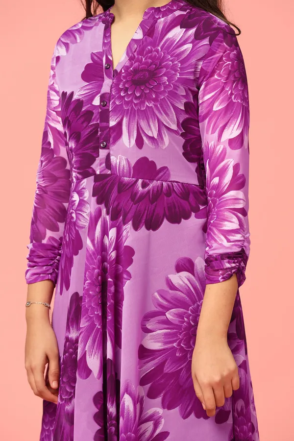 Purple_Georgette_Maxi_Length_Floral_Print_Dress_For_Girls