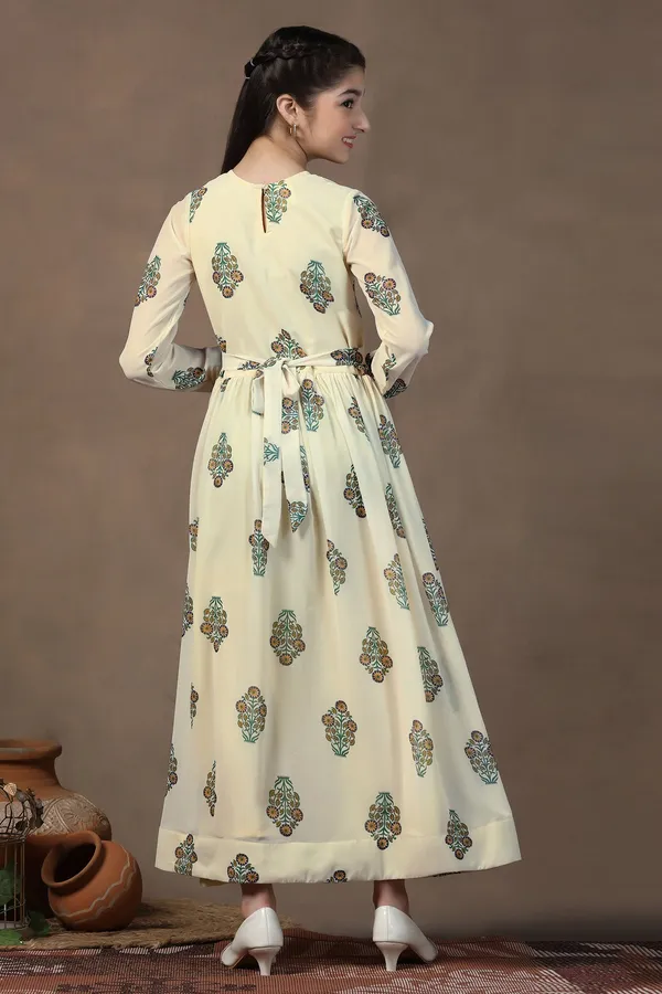 Light_Yellow_Georgette_Floral_Printed_Fit_&_Flare_Maxi_Length_Dress_For_Girls