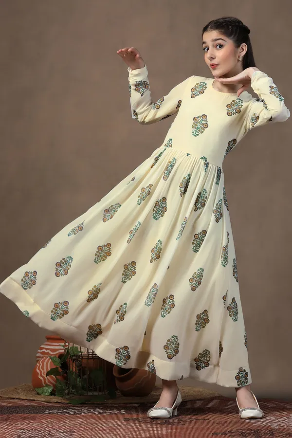 Light_Yellow_Georgette_Floral_Printed_Fit_&_Flare_Maxi_Length_Dress_For_Girls