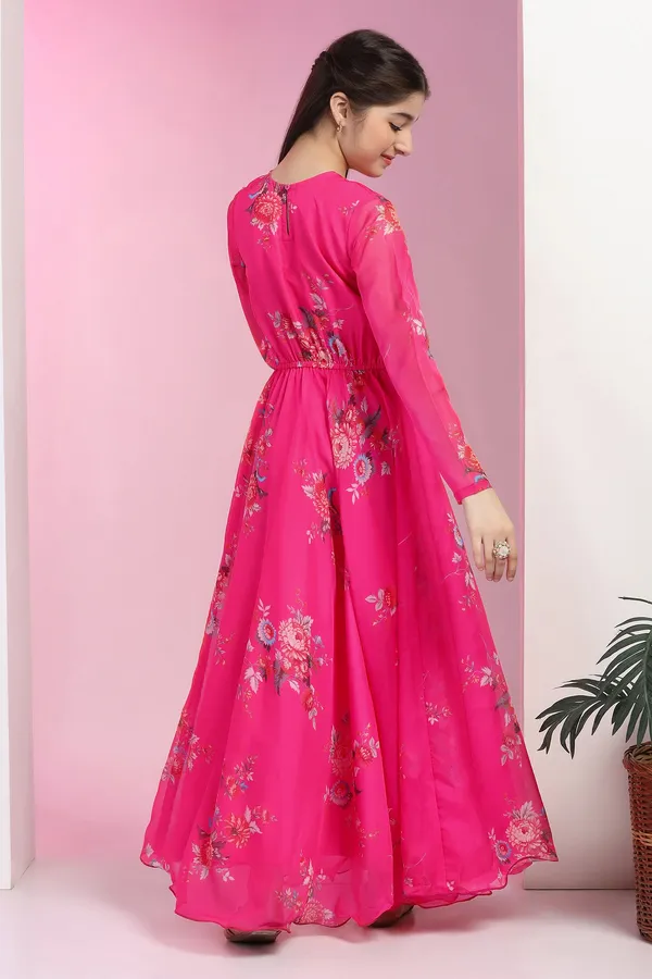Pink_Organza_Floral_Printed_Fit_&_Flare_Maxi_Length_Dress_For_Girls