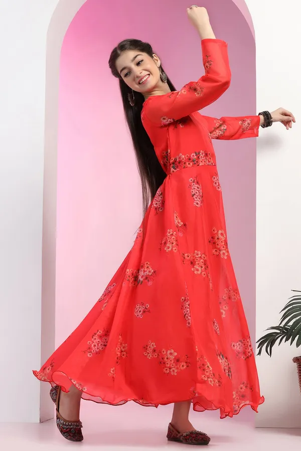 Red_Organza_Floral_Printed_Fit_&_Flare_Maxi_Length_Dress_For_Girls