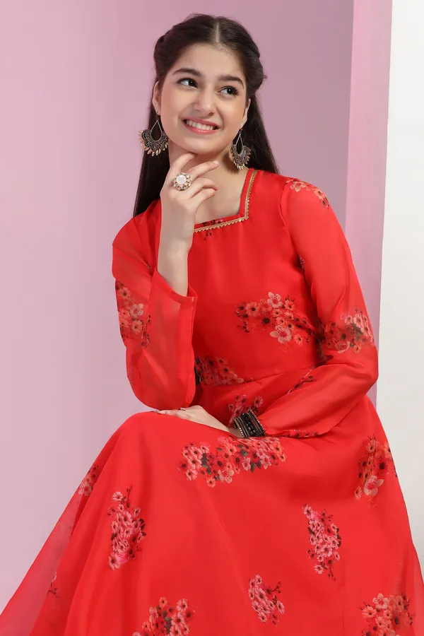Red_Organza_Floral_Printed_Fit_&_Flare_Maxi_Length_Dress_For_Girls