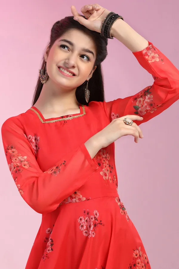 Red_Organza_Floral_Printed_Fit_&_Flare_Maxi_Length_Dress_For_Girls