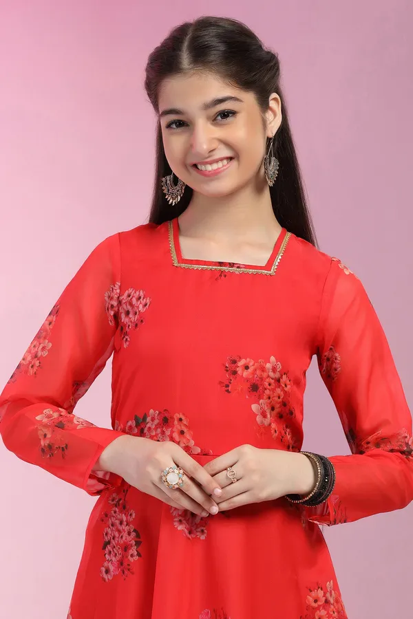 Red_Organza_Floral_Printed_Fit_&_Flare_Maxi_Length_Dress_For_Girls