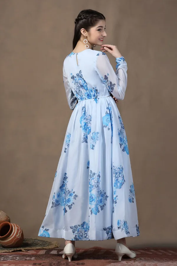 Sky_Blue_Organza_Floral_Printed_Fit_&_Flare_Maxi_Length_Dress_For_Girls