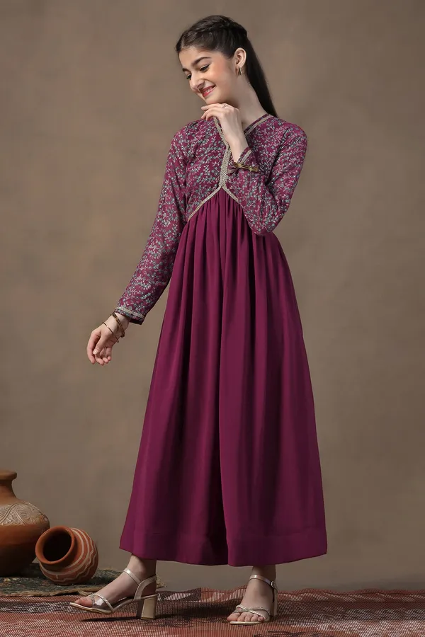 Wine_Georgette_Printed_Empire_West_Fit_&_Flare_Maxi_Length_Dress_For_Girls