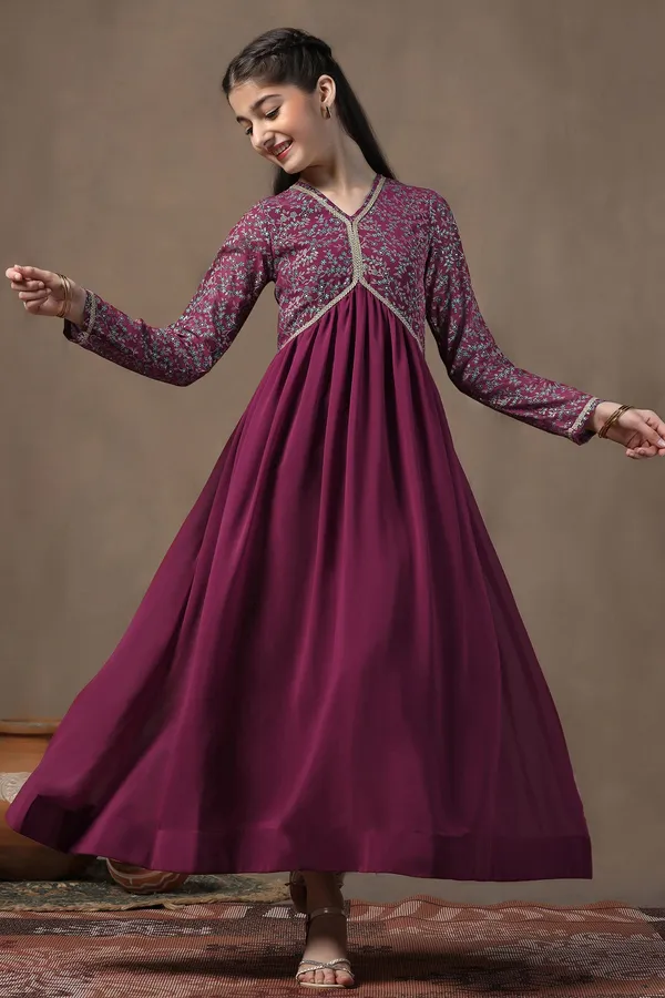 Wine_Georgette_Printed_Empire_West_Fit_&_Flare_Maxi_Length_Dress_For_Girls