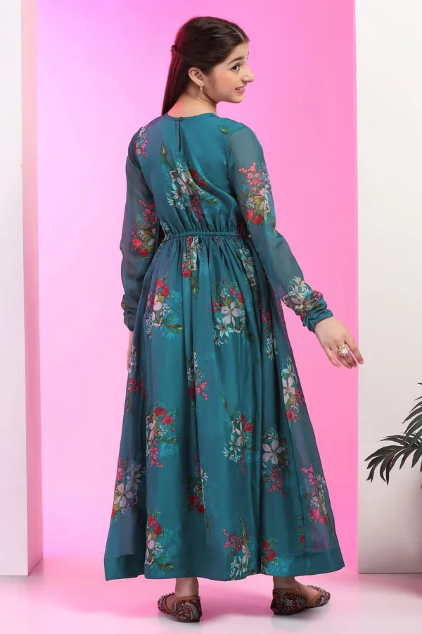 Morpich_Organza_Floral_Printed_Empire_Waist_Fit_&_Flare_Maxi_Length_Dress_For_Girls
