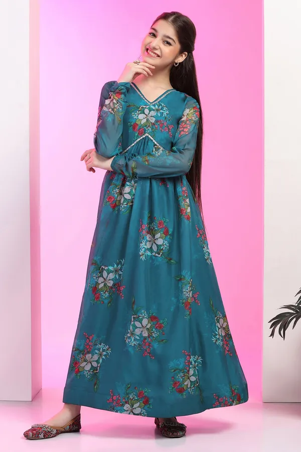 Morpich_Organza_Floral_Printed_Empire_Waist_Fit_&_Flare_Maxi_Length_Dress_For_Girls