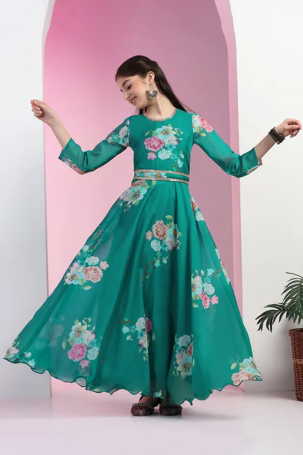 Green_Tabby_Organza_Floral_Printed_Fit_&_Flared_Maxi_Dress_For_Girls