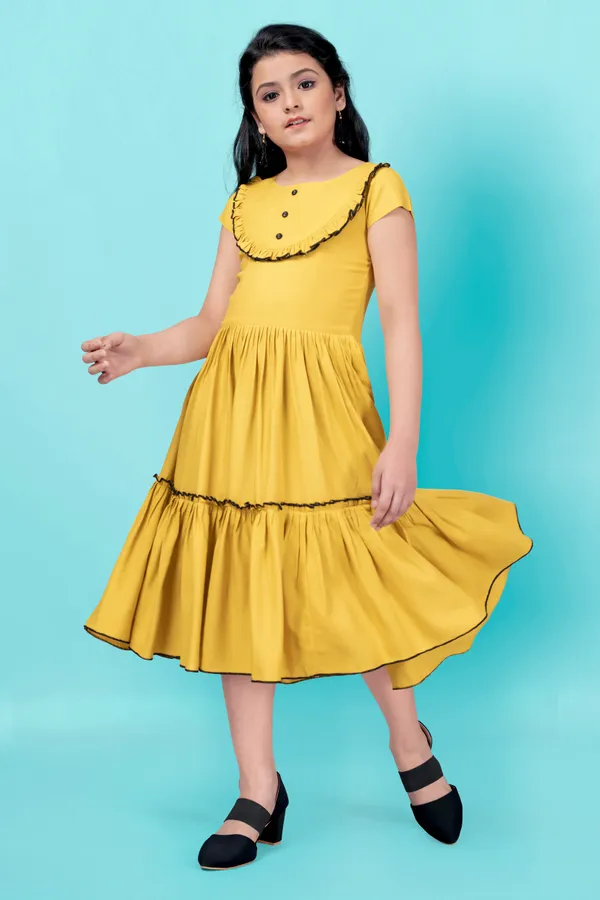 Yellow_Rayon_Knee_Length_Frill_Dress_For_Girls