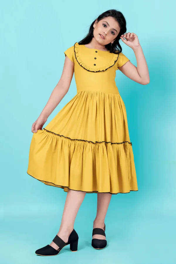 Yellow_Rayon_Knee_Length_Frill_Dress_For_Girls