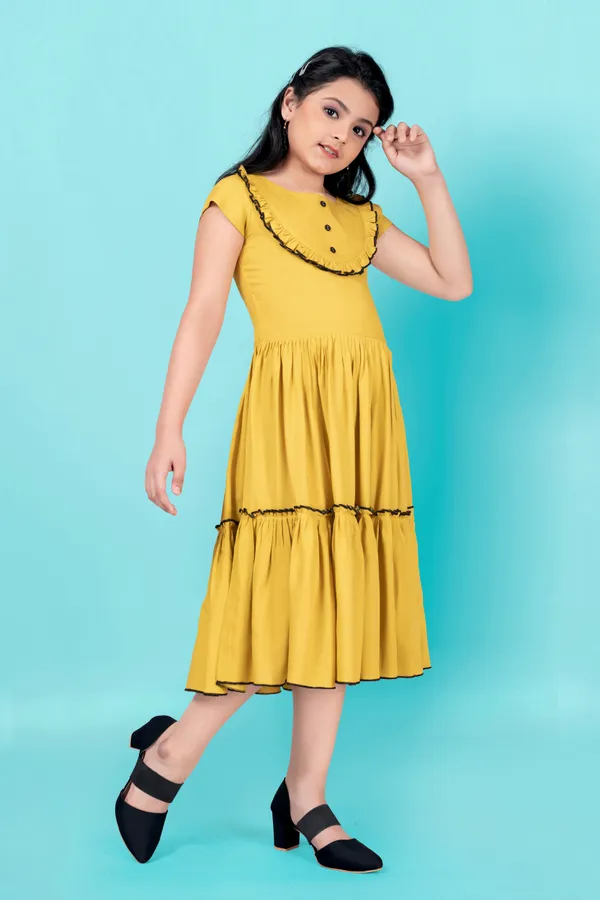 Yellow_Rayon_Knee_Length_Frill_Dress_For_Girls