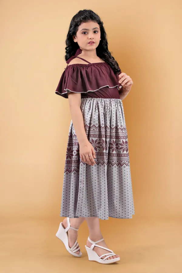 Wine_Crepe_Fit_And_Flare_Calf_Length_Dress_For_Girls