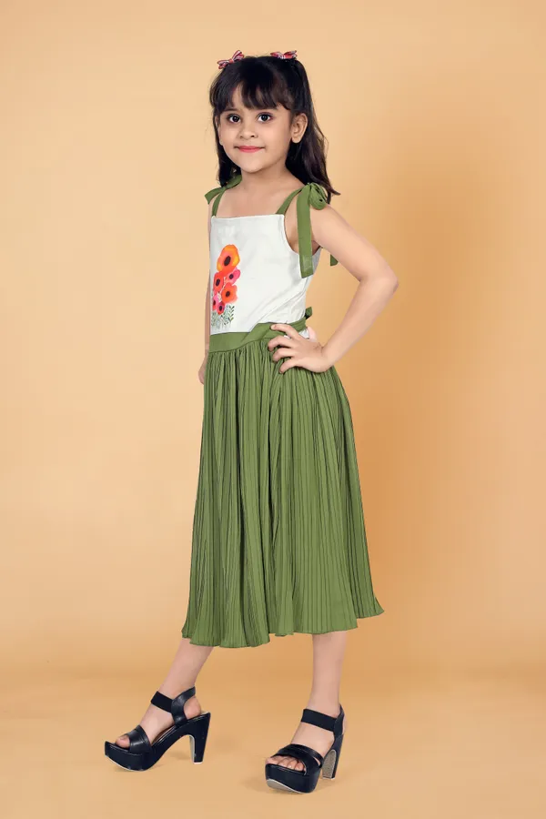 Olive_Lycra_Georgette_Knee_Length_Dresses_For_Girls
