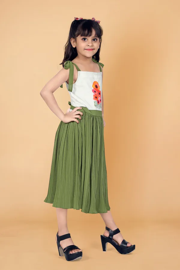 Olive_Lycra_Georgette_Knee_Length_Dresses_For_Girls