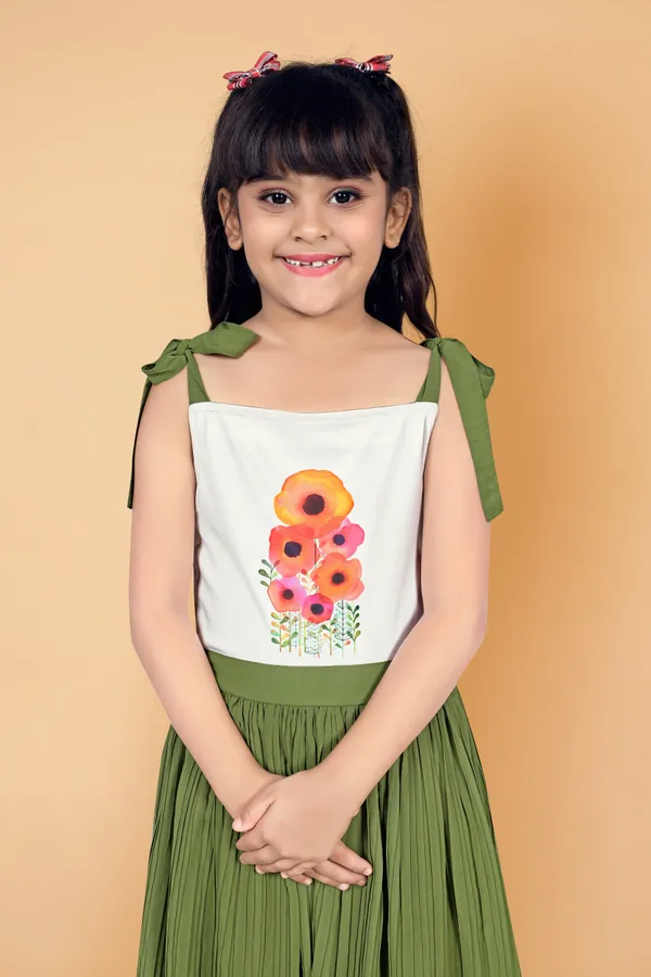 Olive_Lycra_Georgette_Knee_Length_Dresses_For_Girls