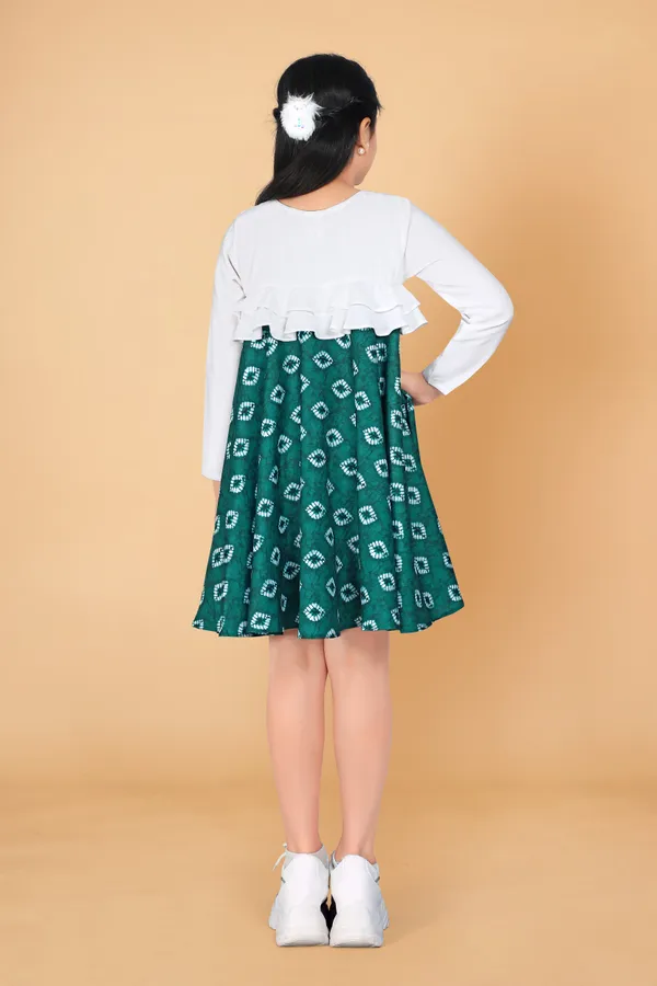 Teal_Green_Poly_Rayon_Knee_Length_Dresses_For_Girls