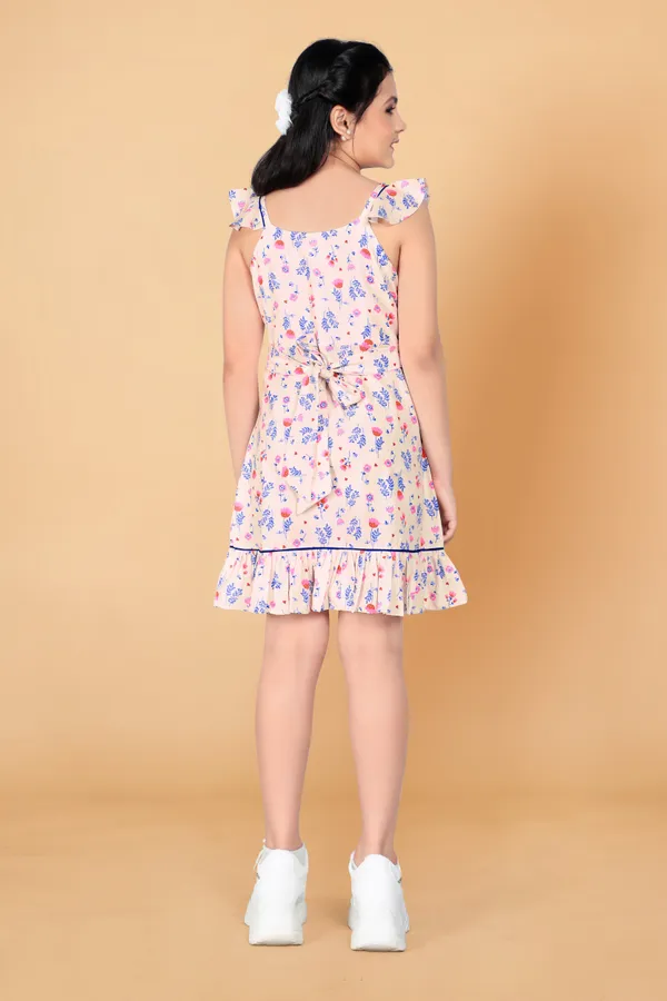 White_Rayon_Blend_Above_Knee_Length_Ruffle_Dresses_For_Girls