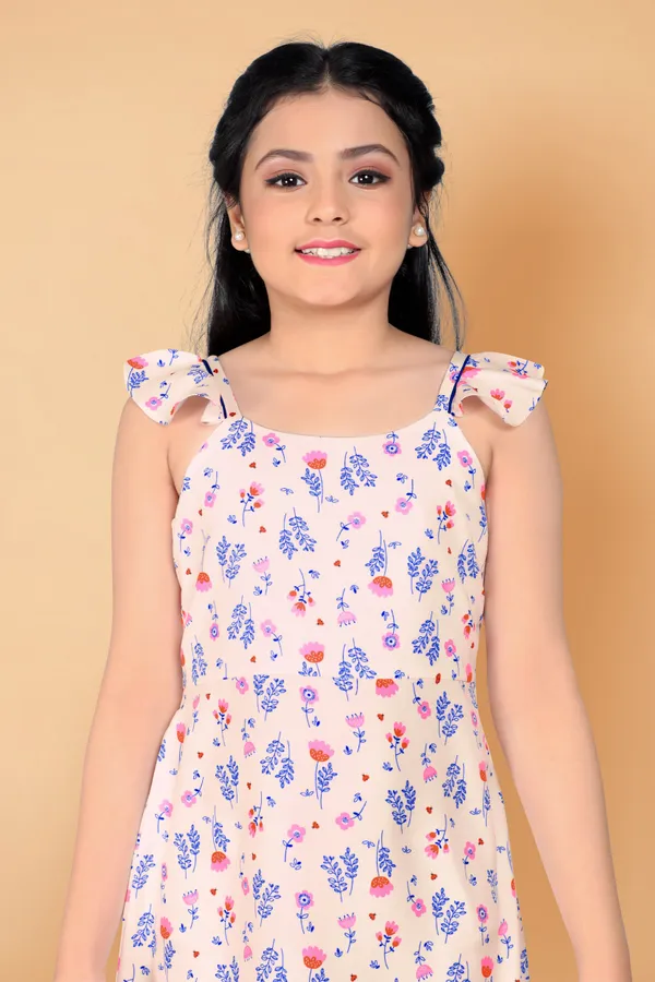 White_Rayon_Blend_Above_Knee_Length_Ruffle_Dresses_For_Girls