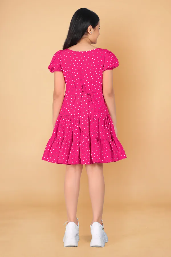 Pink_Polyester_Blend_Above_Knee_Length_Ruffle_Dresses_For_Girls