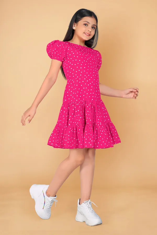Pink_Polyester_Blend_Above_Knee_Length_Ruffle_Dresses_For_Girls