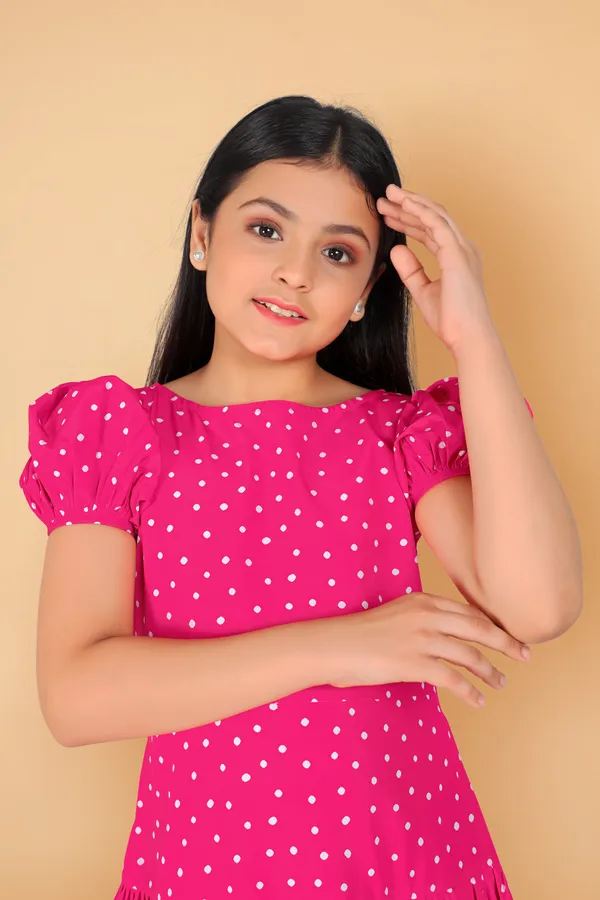 Pink_Polyester_Blend_Above_Knee_Length_Ruffle_Dresses_For_Girls