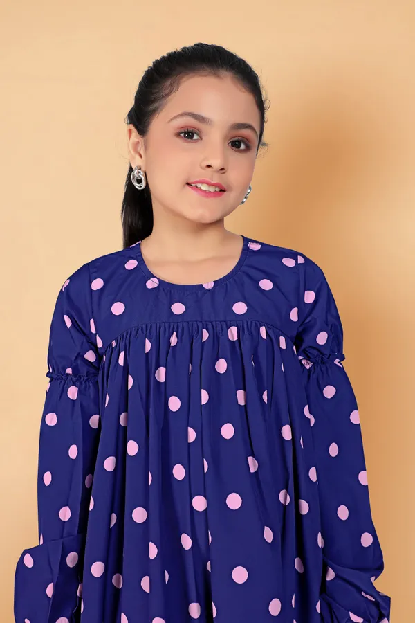 Blue_Polyester_Blend_Flared_Dresses_For_Girls