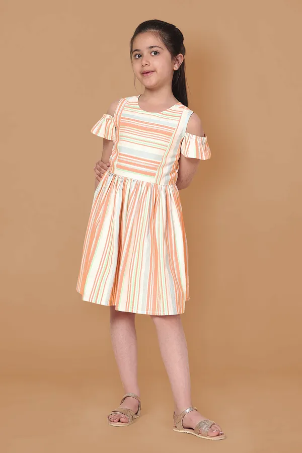 Multicolor_Striped_Cotton_Dress_For_Girls