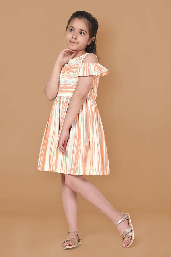 Multicolor_Striped_Cotton_Dress_For_Girls