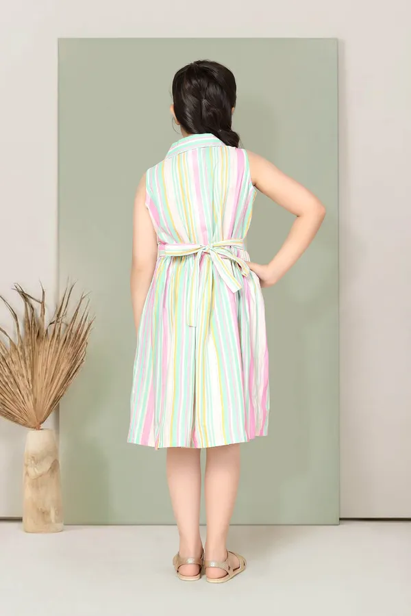 Multicolor_Striped_Printed_Fit_And_Flare_Dress_For_Girls