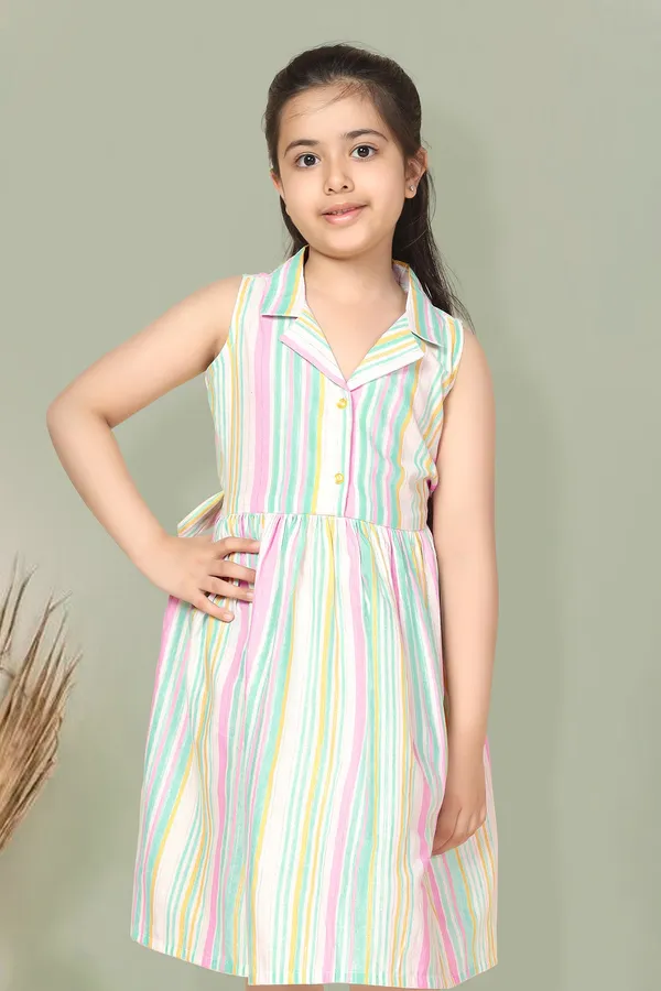 Multicolor_Striped_Printed_Fit_And_Flare_Dress_For_Girls