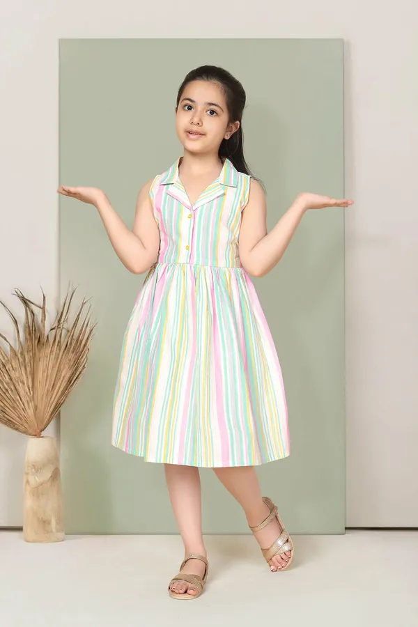 Multicolor_Striped_Printed_Fit_And_Flare_Dress_For_Girls