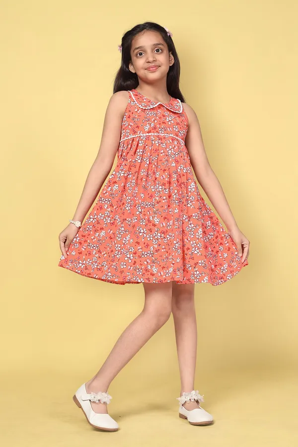 Orange_Peter_Pan_Collar_Orange_Floral_Dress_For_Girls