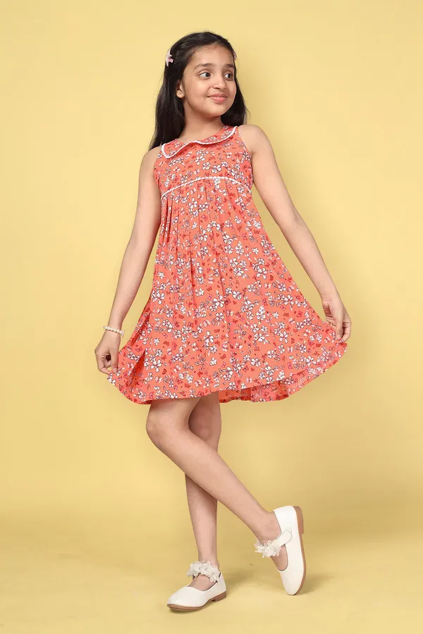 Orange_Peter_Pan_Collar_Orange_Floral_Dress_For_Girls