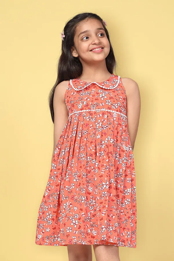 Orange_Peter_Pan_Collar_Orange_Floral_Dress_For_Girls