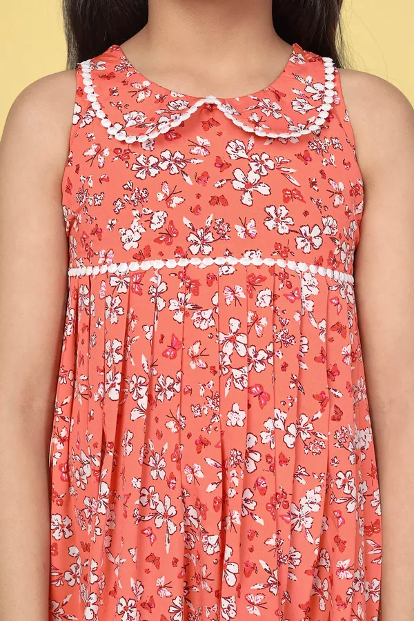 Orange_Peter_Pan_Collar_Orange_Floral_Dress_For_Girls
