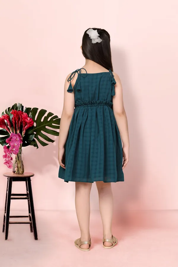 Teal_Blue_Checked_Fit_And_Flare_Dress_For_Girls