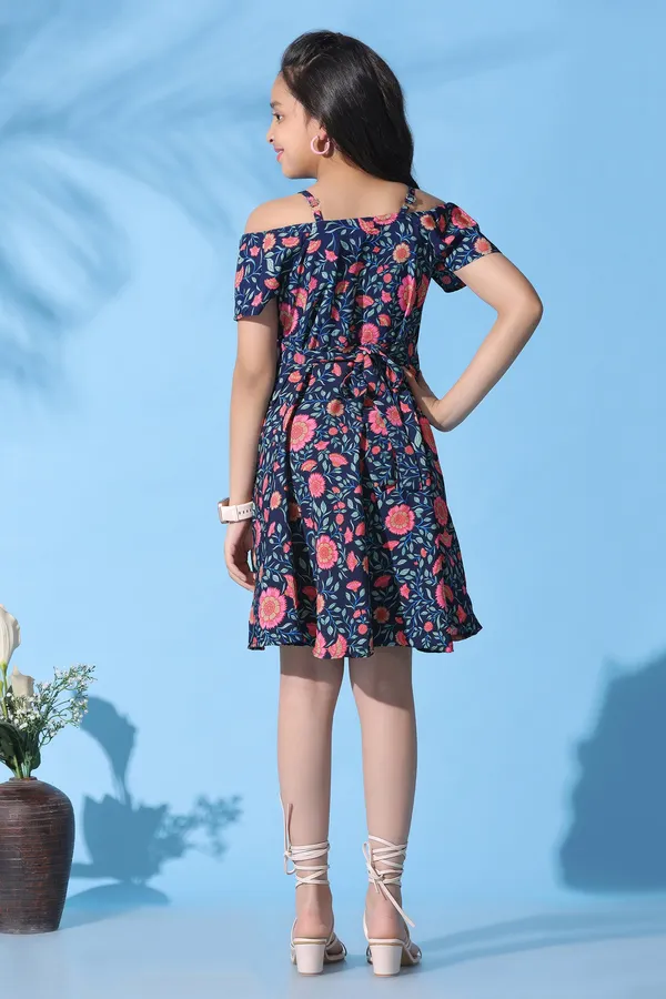 Navy_Blue_Crepe_Floral_Printed_Fit_And_Flare_Knee_Length_Dress_For_Girls