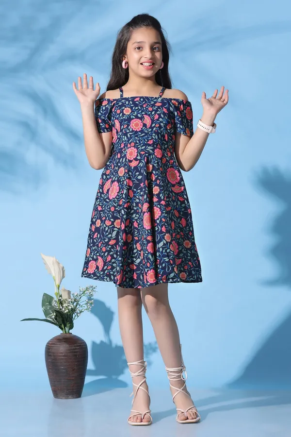 Navy_Blue_Crepe_Floral_Printed_Fit_And_Flare_Knee_Length_Dress_For_Girls