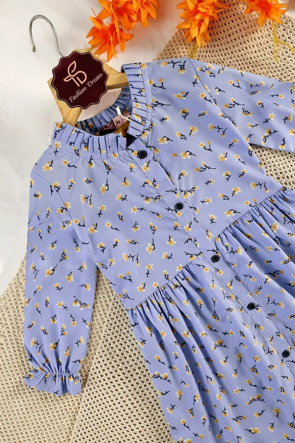Powder_Blue_A-Line_Floral_Printed_Above_Knee_Length_Dress_For_Girls