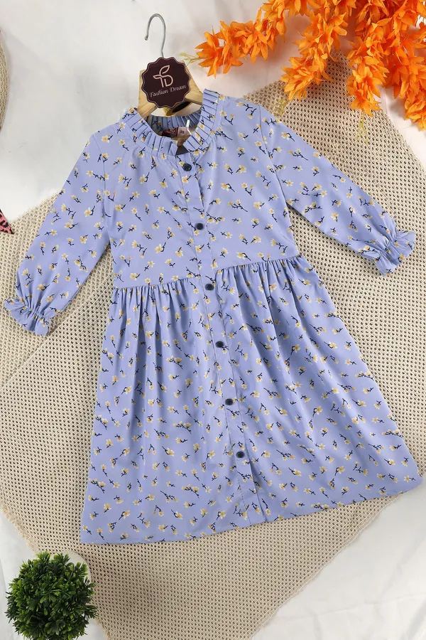 Powder_Blue_A-Line_Floral_Printed_Above_Knee_Length_Dress_For_Girls