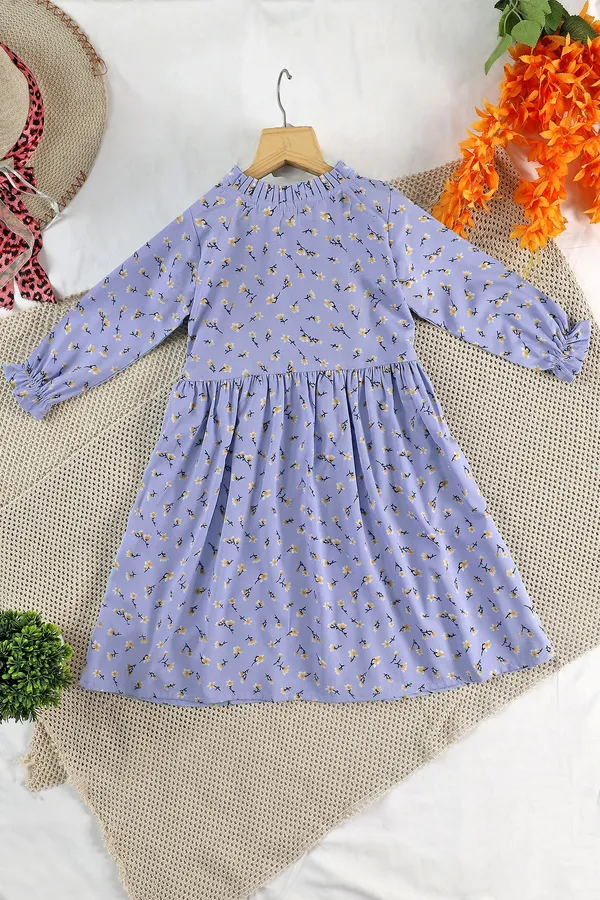 Powder_Blue_A-Line_Floral_Printed_Above_Knee_Length_Dress_For_Girls